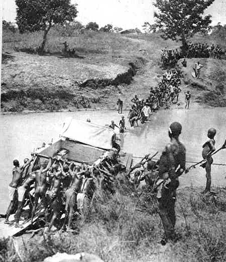 Crossing the Naam river on the Court Treatt expedition